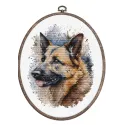 Counted Cross Stitch Kit with Hoop Included "The German Shepherd" 17x21cm SBC214