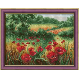 Deimantų tapybos rinkinys "Aguonos lauke" 40x30 cm AM1682