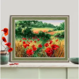Deimantų tapybos rinkinys "Aguonos lauke" 40x30 cm AM1682