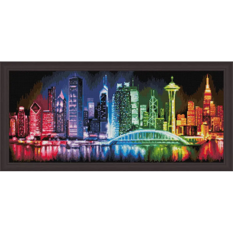 Deimantų paveikslėlio rinkinys "Švytintis megapolis" 70x30 cm AM1602