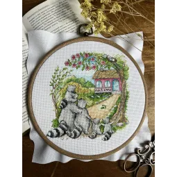 Cross stitch kit "Housewarming. Raccoons" SANN-31