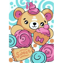 Malen nach Zahlen Set Bären Süßigkeiten 13x16 cm MINI168