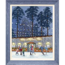 Kryželių siuvinėjimo rinkinys „Susitikimas ant čiuožyklos“ 30×24 cm S/GM049