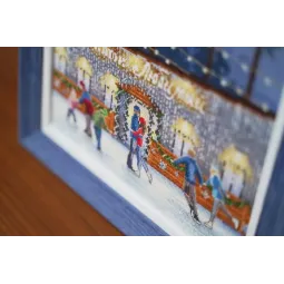 Kryželių siuvinėjimo rinkinys „Susitikimas ant čiuožyklos“ 30×24 cm S/GM049