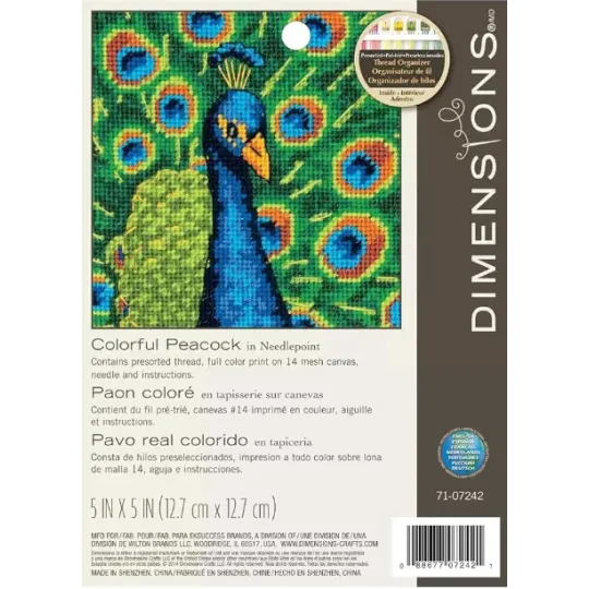 Gobelin-Nadelspitzen-Set Colorful Peacock D71-07242