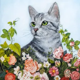 (D) Flower Cat 38*38 cm WD2509