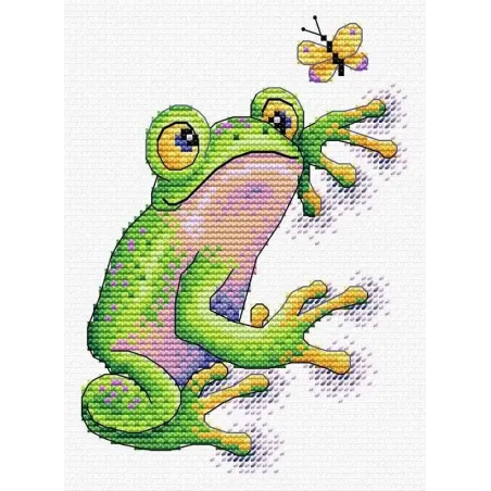 Kit de point de croix sur toile hydrosoluble Grenouille SV-534