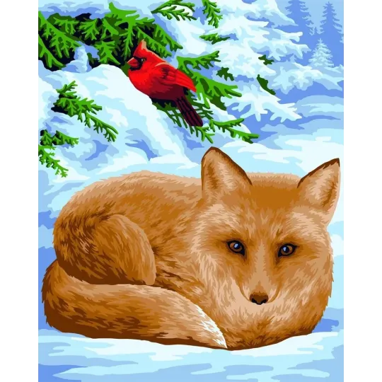 VENTE (Arrêté) Kit de peinture par numéros Wizardi Petit renard 40x50 cm L024