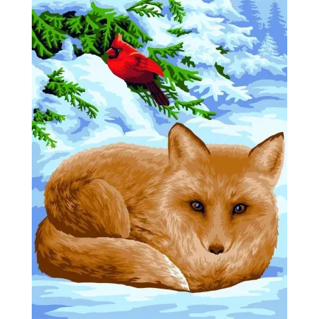 VENTE (Arrêté) Kit de peinture par numéros Wizardi Petit renard 40x50 cm L024
