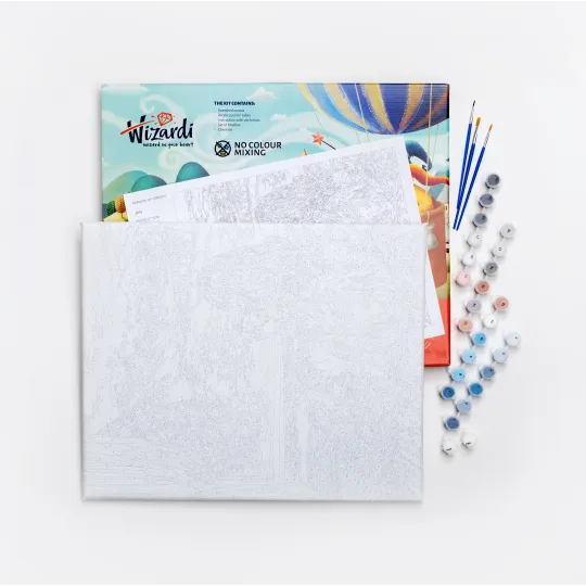 VENTE (Arrêté) Kit de peinture par numéros Wizardi Petit renard 40x50 cm L024