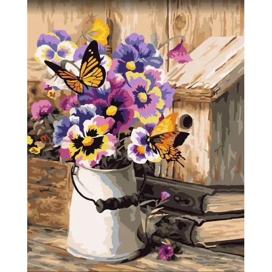 Kit de peinture Wizardi par numéro. Bouquet de campagne 40x50 cm B129 0125