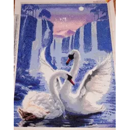 AKCIJA Deimantų paveikslų rinkinys Gulbių pora 50x67 cm AZ-197