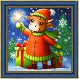 (VERKAUF) Bulle und Wunderkerze 25x25 cm AZ-1889