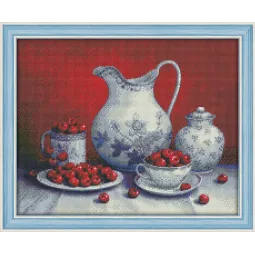 (Discontinué) Kit de peinture diamant Nature morte aux cerises 50х40 cm AZ-1376