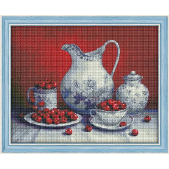 (Discontinué) Kit de peinture diamant Nature morte aux cerises 50х40 cm AZ-1376