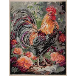 Kit de point de croix Le coq dans la cour (Scènes déco) 23x30 cm AAH-268