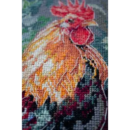 Kit de point de croix Le coq dans la cour (Scènes déco) 23x30 cm AAH-268