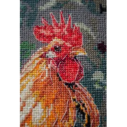 Kit de point de croix Le coq dans la cour (Scènes déco) 23x30 cm AAH-268