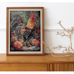 Kit de point de croix Le coq dans la cour (Scènes déco) 23x30 cm AAH-268