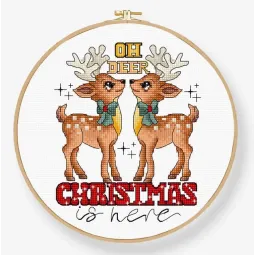 Kreuzstich-Set Oh Deer Christmas Is Here - inklusive Stickreifen 12x14cm SLETIL9912