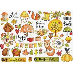 Kit de point de croix Automne Sampler 38x27cm SLETIL8221