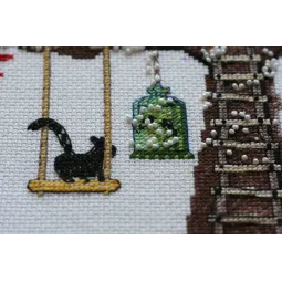 Kryželiu siuvinėjimo rinkinys Katės namas 33x33 cm AAH-061