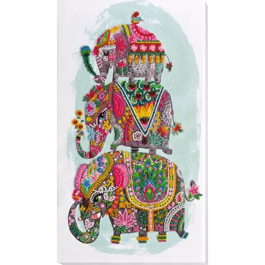 Kit de broderie de perles principal Trois éléphants pour le bonheur (Scènes déco) Abris Art AB-605 Kit de broderie de perles principal Trois éléphants pour le bonheur (Scènes déco) Abris Art AB-605