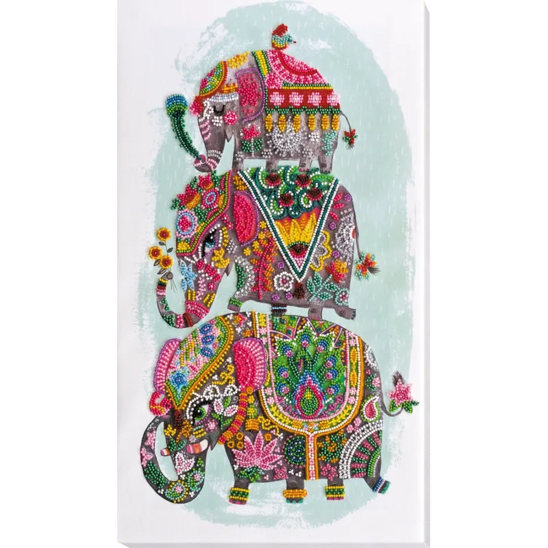 Main Bead Embroidery Kit Three elephants for happiness (Deco Scenes) Abris Art AB-605