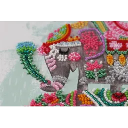 Kit de broderie de perles principal Trois éléphants pour le bonheur (Scènes déco) Abris Art AB-605