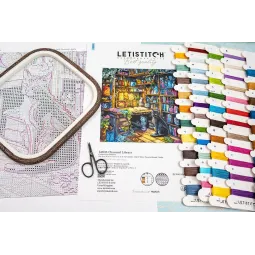 Kreuzstich-Set "Verzauberte Bibliothek" 29x29 cm SLETIL9935