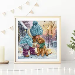 Kit de point de croix "Meilleurs amis" 28x27cm SLETIL9925