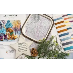 Kit de point de croix "Meilleurs amis" 28x27cm SLETIL9925