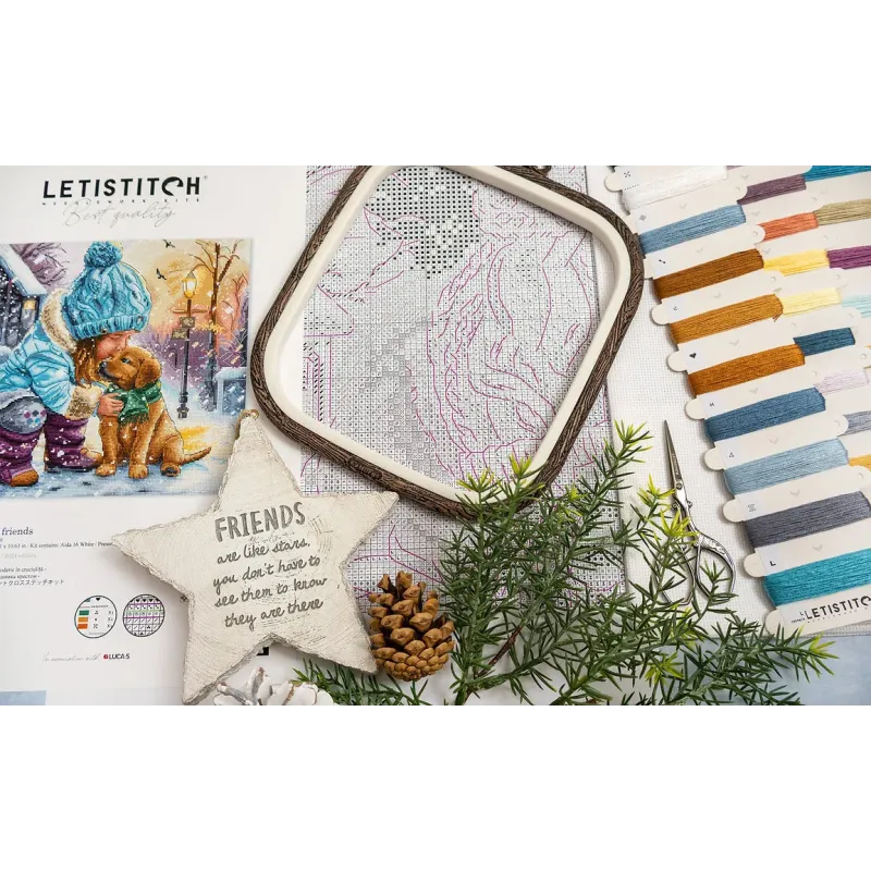 Kreuzstich-Set "Beste Freunde" 28x27cm SLETIL9925