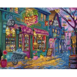 Kreuzstich-Set Der magische Drachenladen 34x27cm SLETIL9914