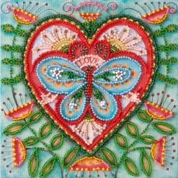 Mini kit de broderie de perles Cœur d'été 15x15 cm AAM-204