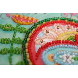 Mini Bead embroidery kit Summer heart 15x15 cm AM-204