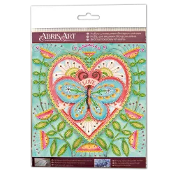 Mini karoliukų siuvinėjimo rinkinys Vasaros širdis 15x15 cm AAM-204