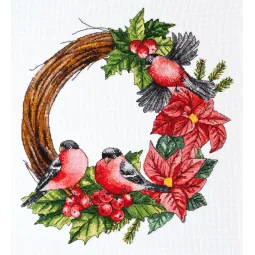 Siuvinėjimo kryželiu rinkinys Kalėdų vainikas (Žiemos pasaka) 25x27 cm AAH-154