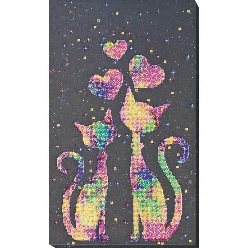 Haupt-Perlenstickerei-Set Kittens' purrings 25x42 cm AAB-744