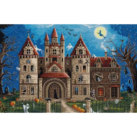 (D)Kryželių siuvinėjimo rinkinys PANNA „Haunted Castle“ 45x30 cm PZU-7490