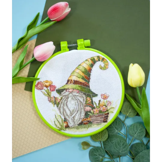 Kit de point de croix avec cercle inclus Fleuriste 15x15 cm AAHM-088