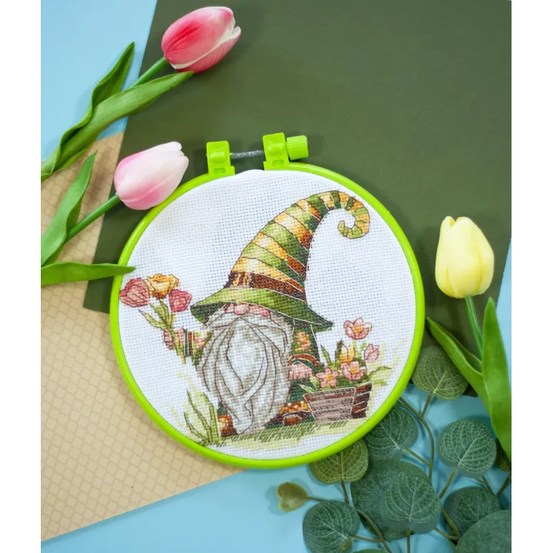 Kit de point de croix avec cercle inclus Fleuriste 15x15 cm AAHM-088