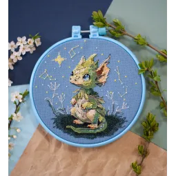 Cross-stitch kit with Hoop Included The Star Lighter 15x15 cm AAHM-087