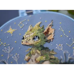 Cross-stitch kit with Hoop Included The Star Lighter 15x15 cm AAHM-087