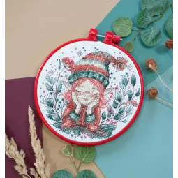 Cross-stitch kit with Hoop Included Lost in dreams 15x15 cm AAHM-085