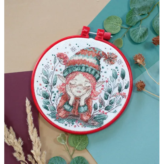 Kit de point de croix avec cercle inclus Lost in dreams 15x15 cm AAHM-085
