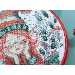 Cross-stitch kit with Hoop Included Lost in dreams 15x15 cm AAHM-085