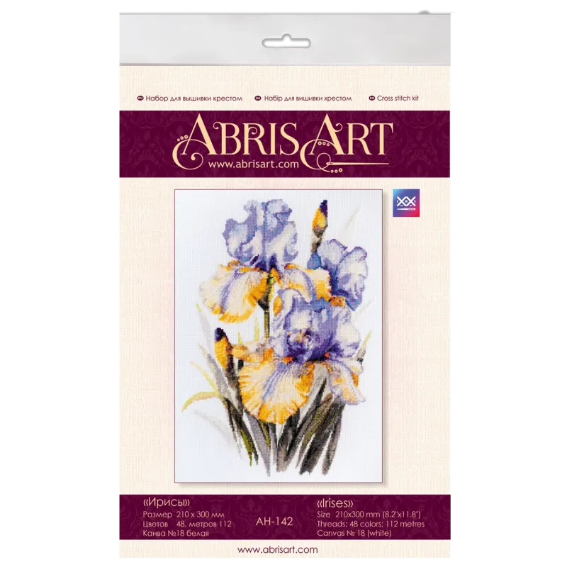 Kit de point de croix Iris (Fleurs) 21x30 cm AAH-142