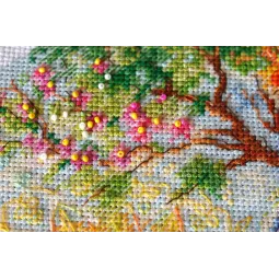 Kit de point de croix Premier lever du soleil (Scènes Déco) 24x24 cm AAH-134