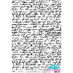 Carte de riz pour decoupage "Monochrome, texte manuscrit" taille: 21*30 cm AM400456D